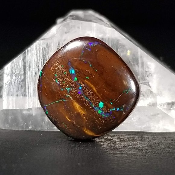 Australian Koroit Opal * sparkly boulder opal cab * 13.39 x 13.02 x 3.87mm - Picture 12 of 14